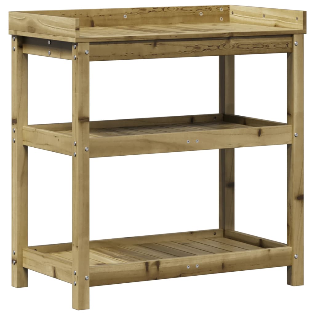 Vidaxx table d'empotage avec étagères 82,5x45x86,5 cm bois imprégné