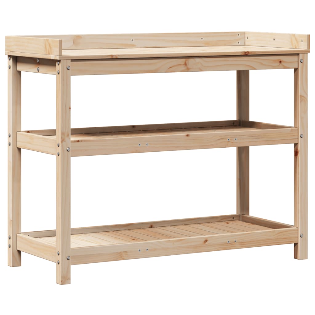Vidaxx table d'empotage avec étagères 108x45x86,5 cm bois de pin massif