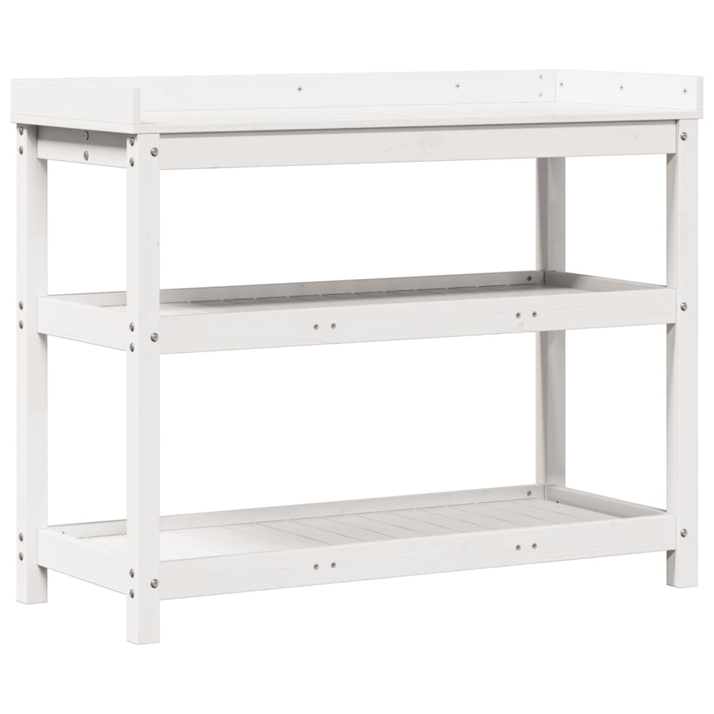 Vidaxx table d'empotage avec étagères 108x45x86,5 cm bois de pin massif blanc
