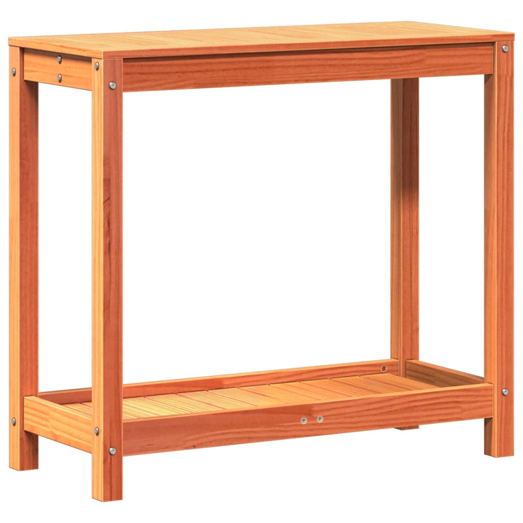Vidaxx table d'empotage avec étagère 82,5x35x75 cm en bois de pin massif, marron lavé