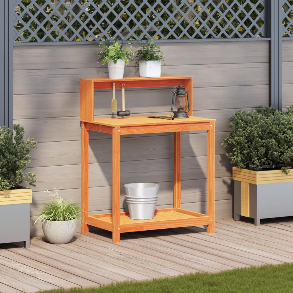 Vidaxx table d'empotage avec étagères 82,5x50x109,5 cm bois de pin marron