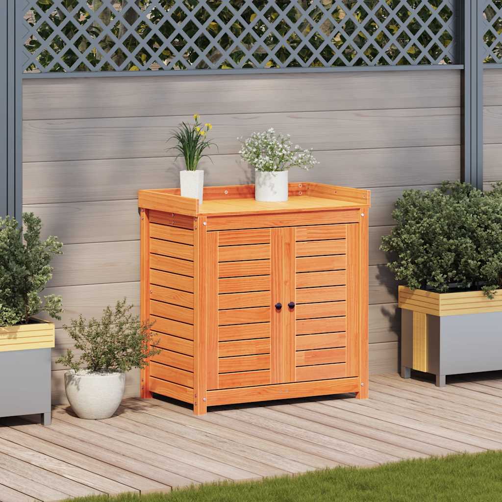 Vidaxx table d'empotage avec étagères 82,5x50x86,5 cm bois de pin marron