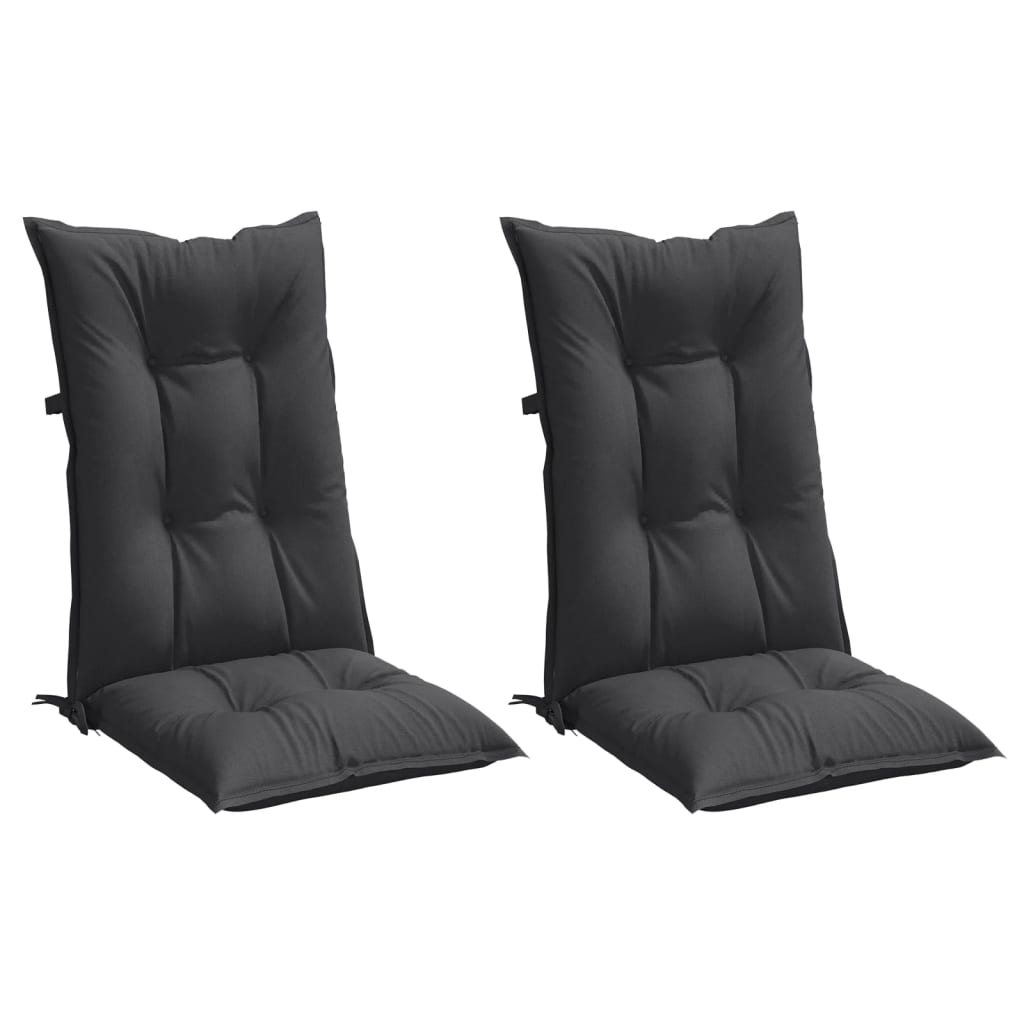 VidaXL coussins de chaise 2 pcs dossier haut 120x50x7 cm tissu mélangé anthracite