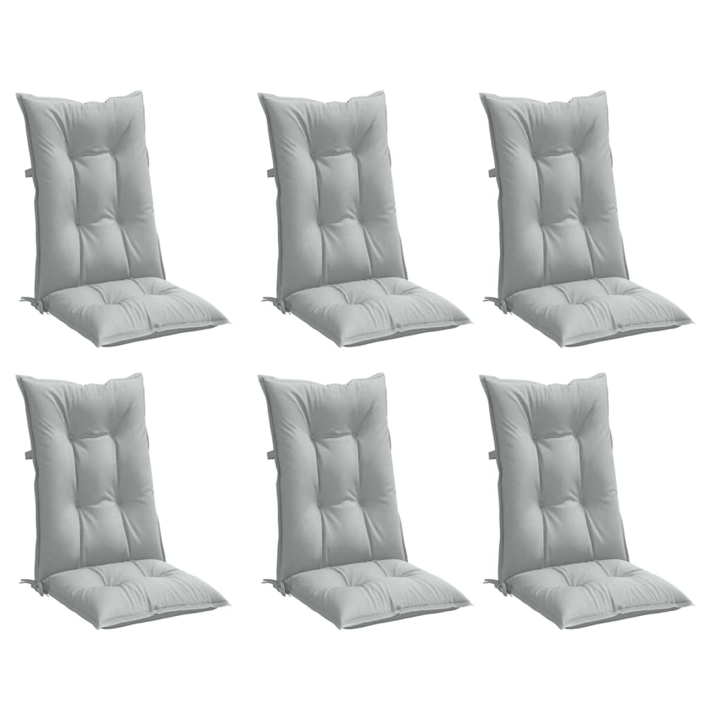 Vidaxx coussins de chaise 6 pcs dossier haut 120x50x7 cm tissu gris clair