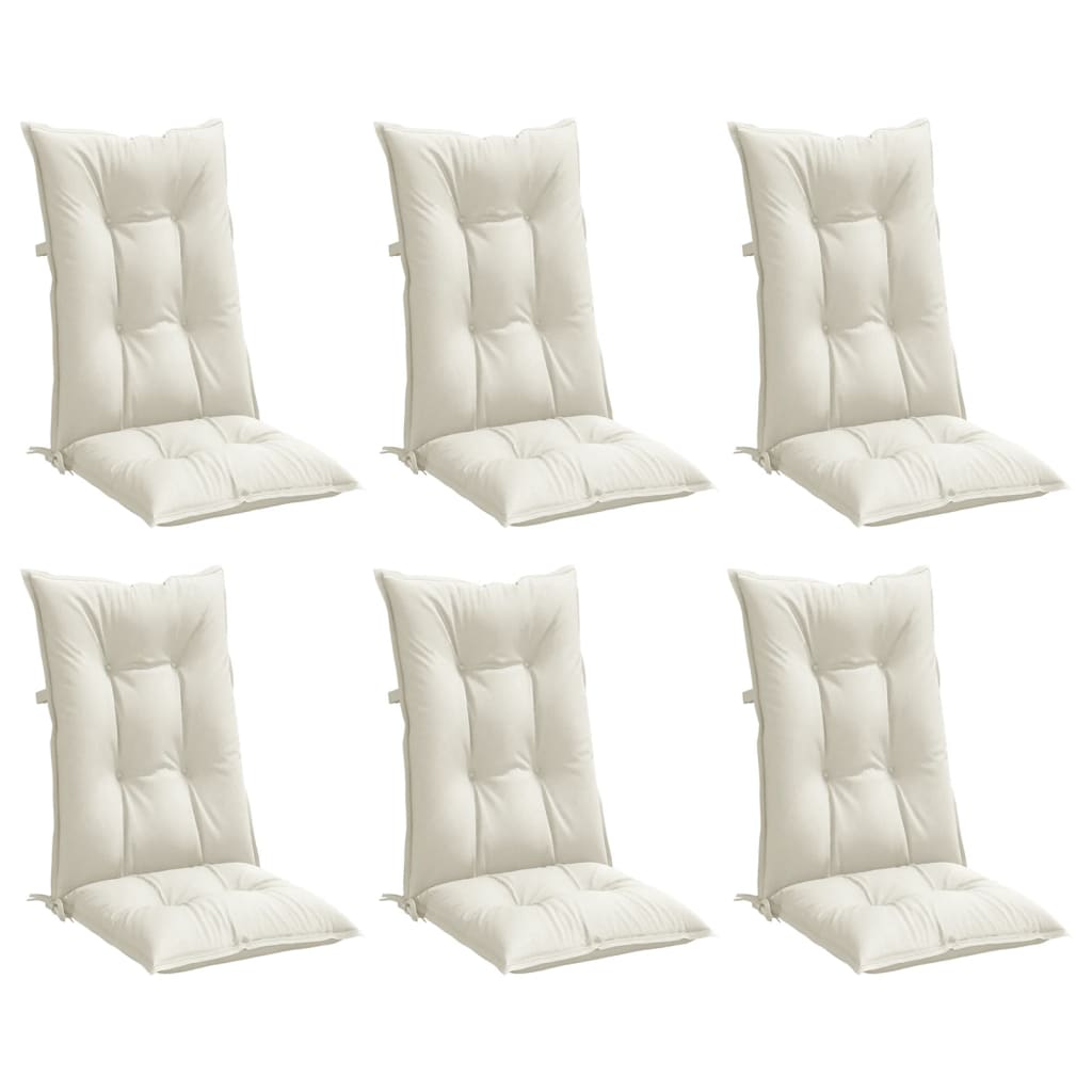 VidaXL coussins de chaise 6 pcs dossier haut 120x50x7 cm tissu mélangé crème