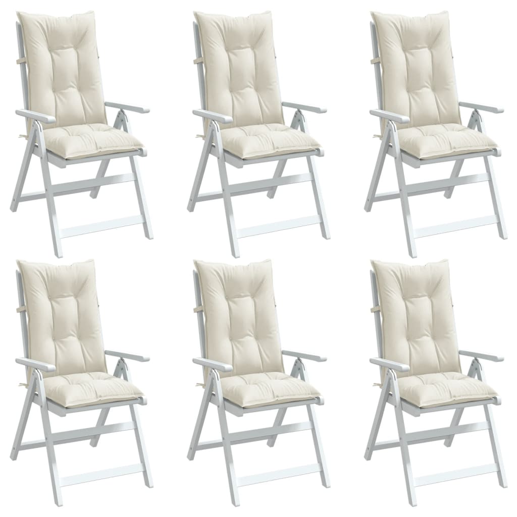 VidaXL coussins de chaise 6 pcs dossier haut 120x50x7 cm tissu mélangé crème