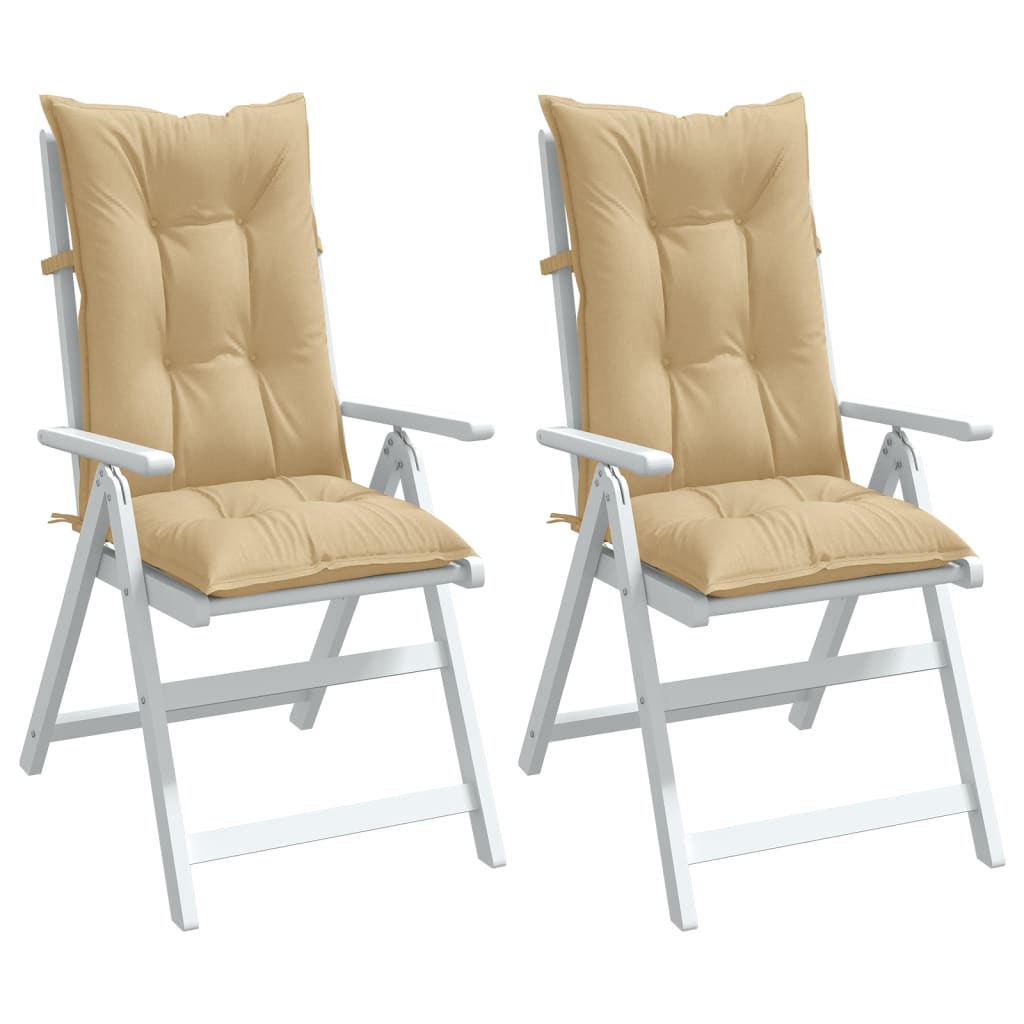 Vidaxx coussins de chaise 2 pcs dossier haut 120x50x7 cm tissu mélangé beige