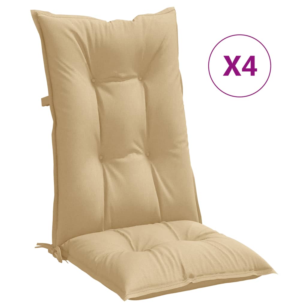 Vidaxx coussins de chaise 4 pcs dossier haut 120x50x7 cm tissu mélangé beige