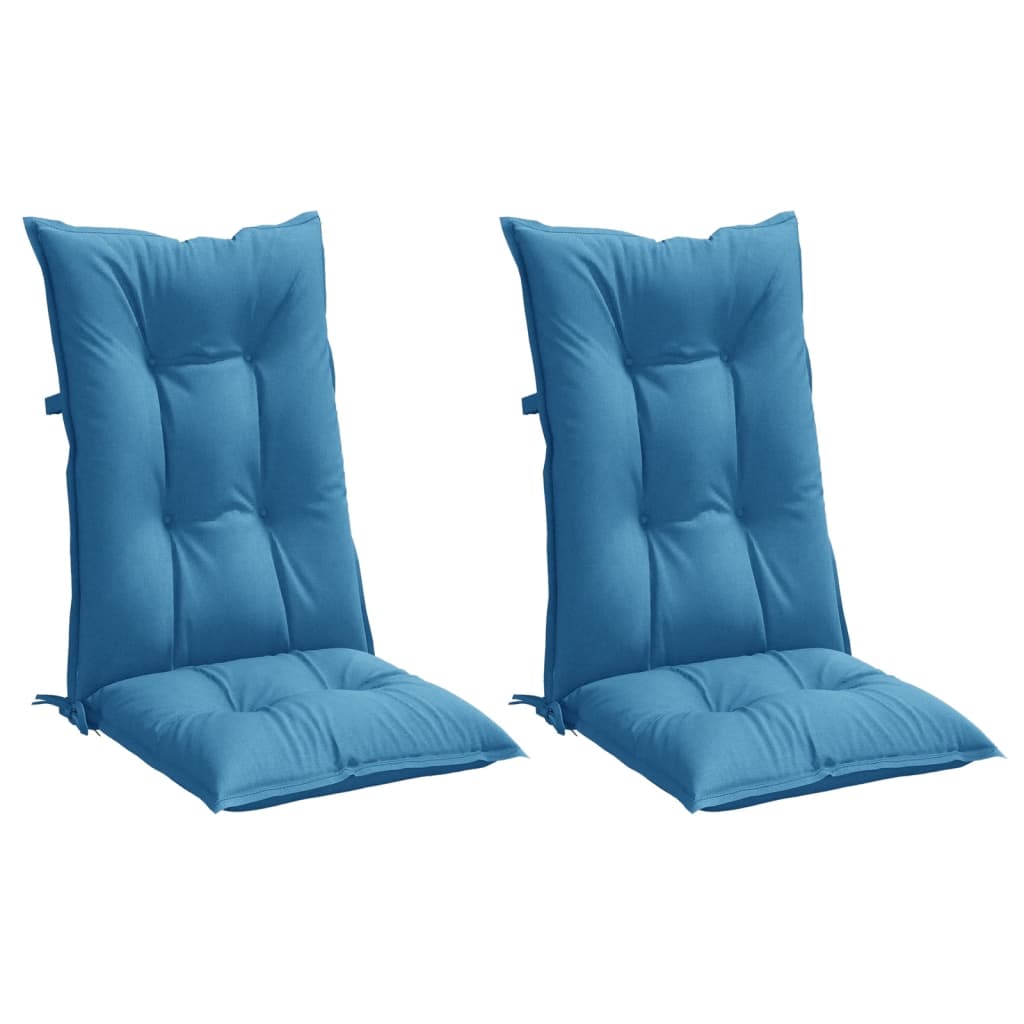Vidaxx coussins de chaise 2 pcs dossier haut 120x50x7 cm tissu mélangé bleu