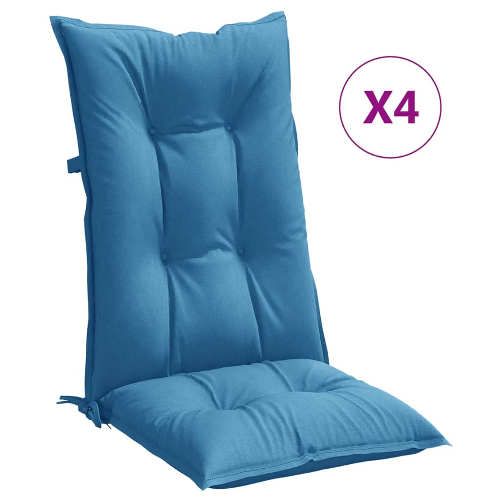 Vidaxx coussins de chaise 4 pcs dossier haut 120x50x7 cm tissu mélangé bleu
