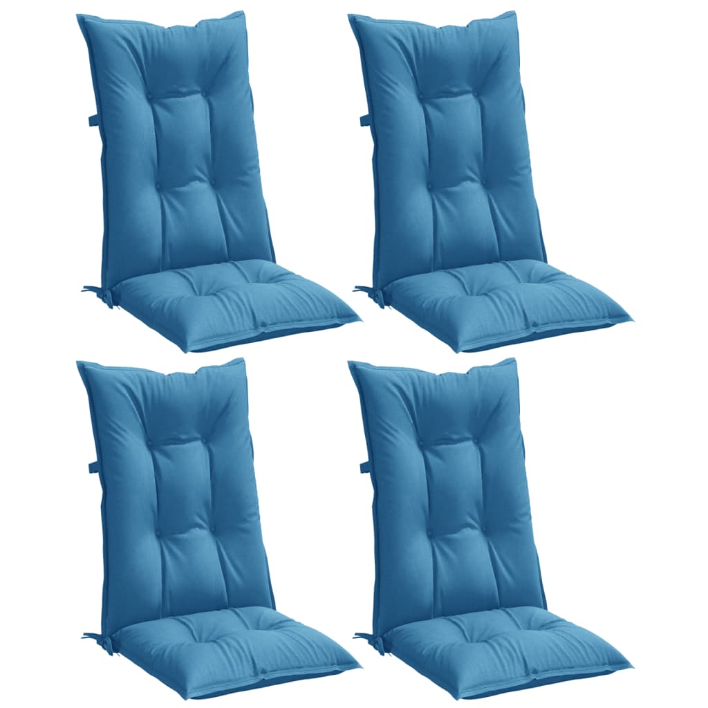 Vidaxx coussins de chaise 4 pcs dossier haut 120x50x7 cm tissu mélangé bleu
