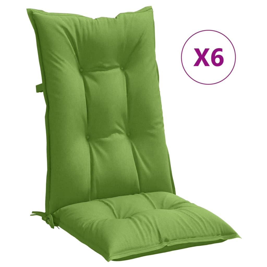 Vidaxx coussins de chaise 6 pcs dossier haut 120x50x7 cm tissu vert mélangé