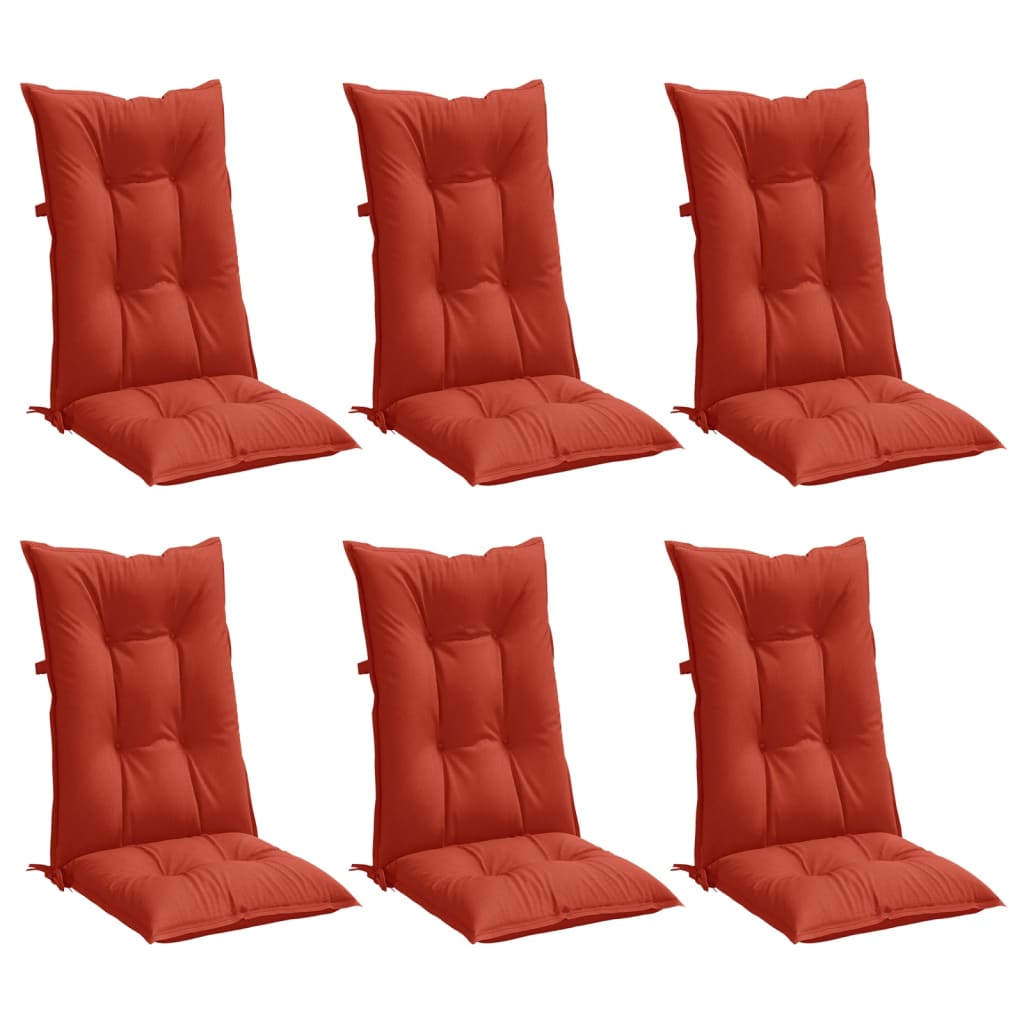 Vidaxx coussins de chaise 6 pcs dossier haut 120x50x7 cm tissu mélangé rouge