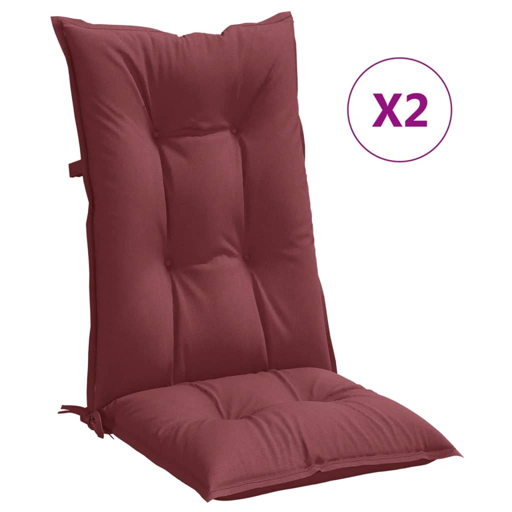 Vidaxx coussins de chaise 2 pcs dossier haut 120x50x7 cm tissu mélangé vin rouge