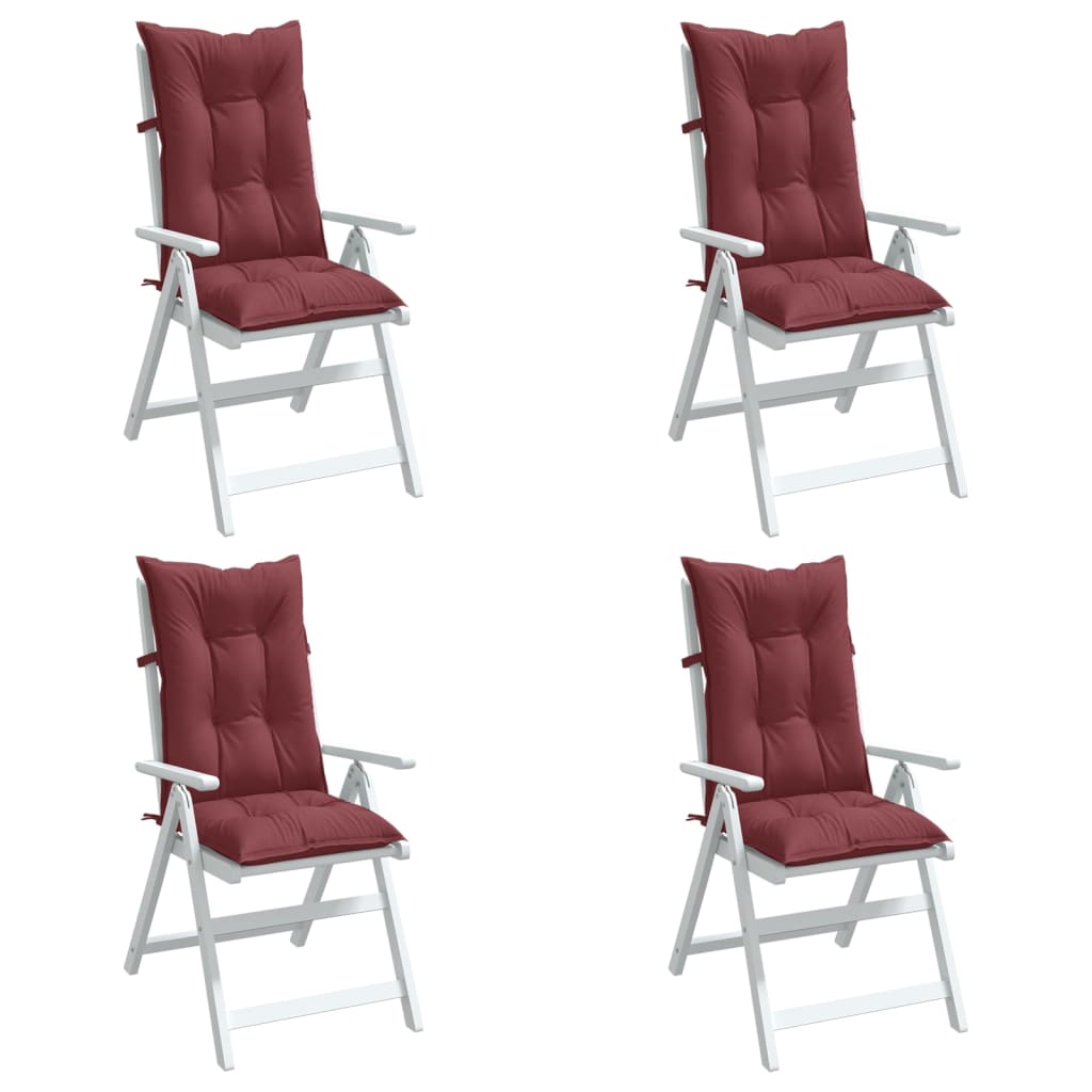 Vidaxx coussins de chaise 4 pcs dossier haut 120x50x7 cm tissu mélangé vin rouge