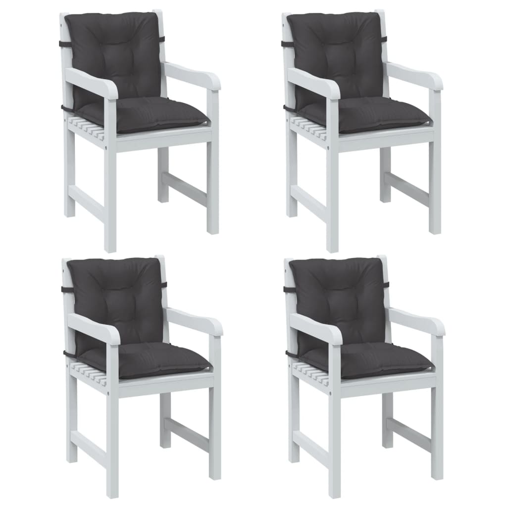 VidaXL coussins de chaise 4 pcs dossier bas 100x50x7 cm tissu mélangé anthracite