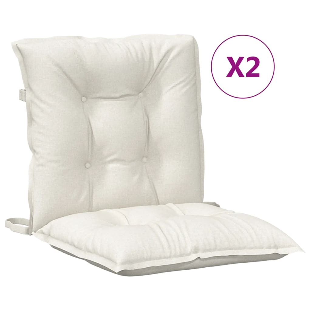 Vidaxx coussins de chaise 2 pcs dossier bas 100x50x7 cm tissu mélangé crème