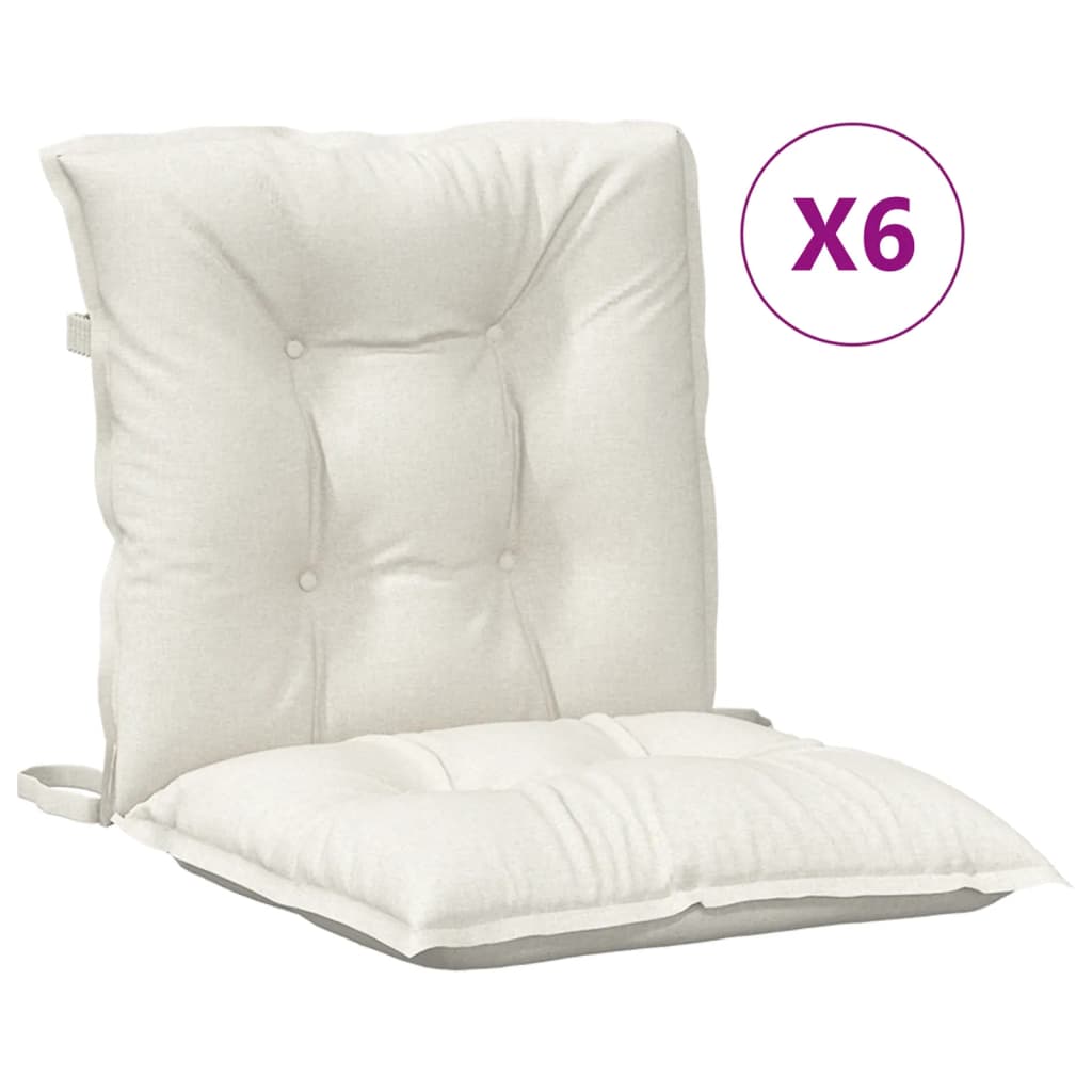 VidaXL coussins de chaise 6 pcs dossier bas 100x50x7 cm tissu mélangé crème