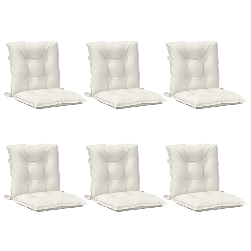 VidaXL coussins de chaise 6 pcs dossier bas 100x50x7 cm tissu mélangé crème