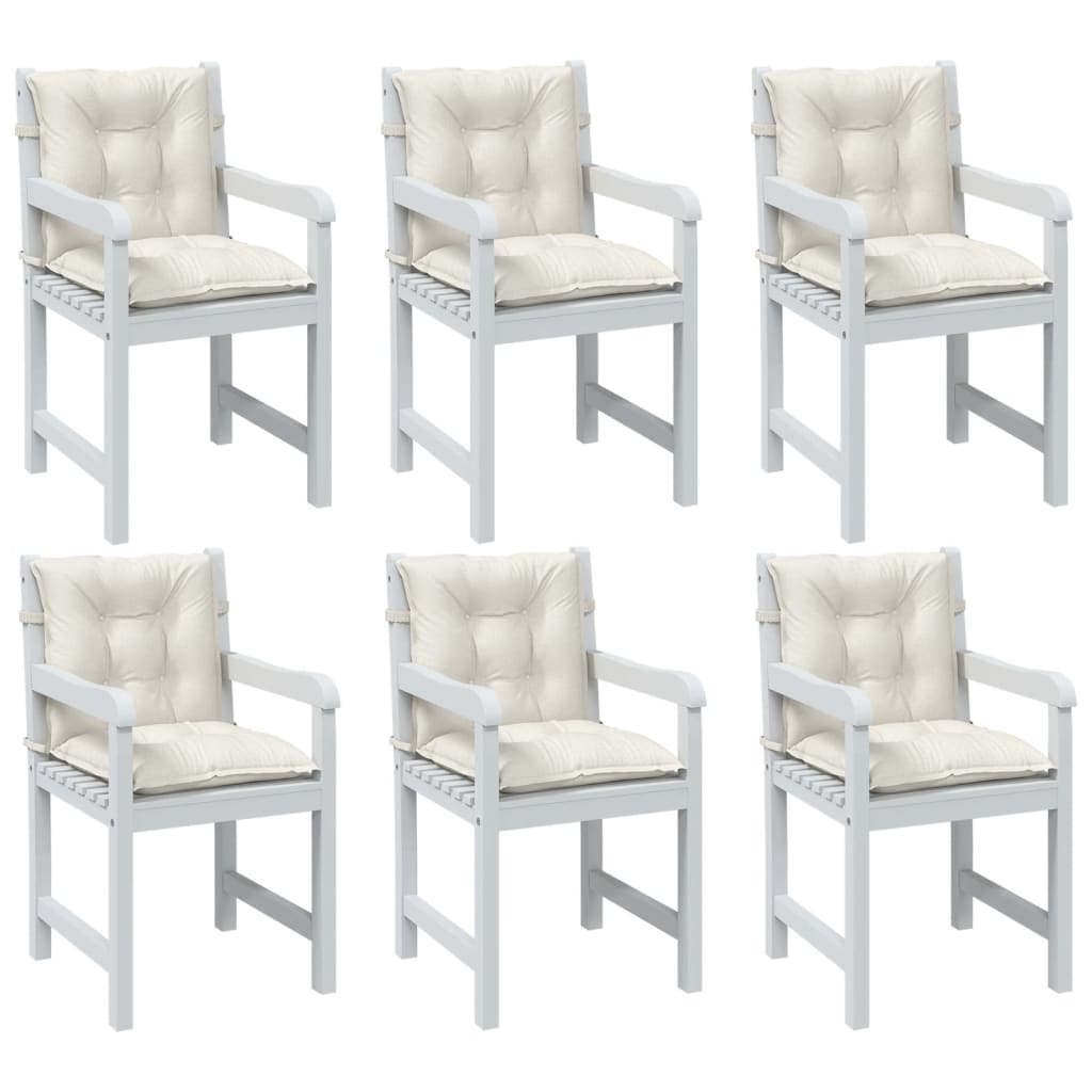 VidaXL coussins de chaise 6 pcs dossier bas 100x50x7 cm tissu mélangé crème