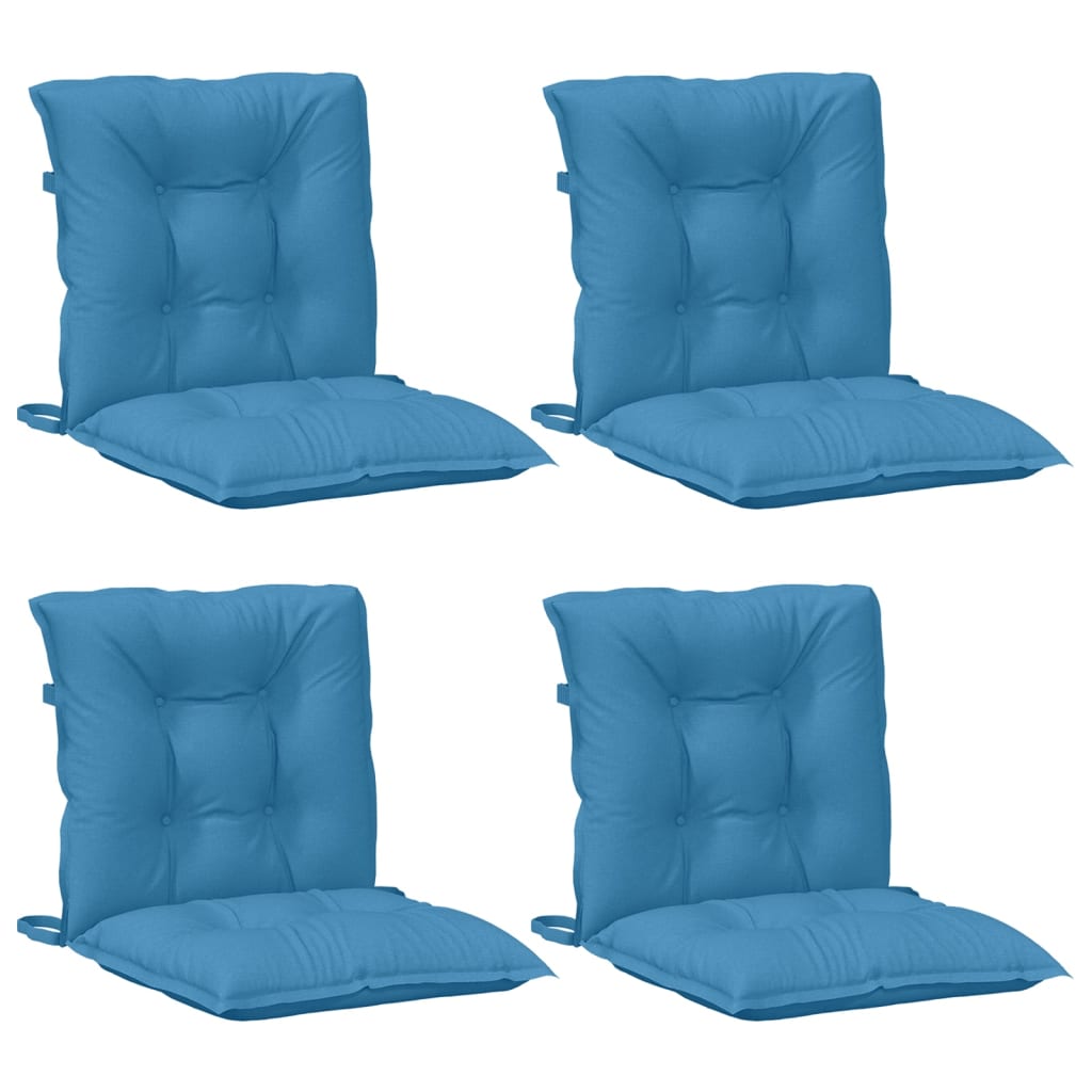 VidaXL coussins de chaise 4 pcs dossier bas 100x50x7 cm tissu mélangé bleu