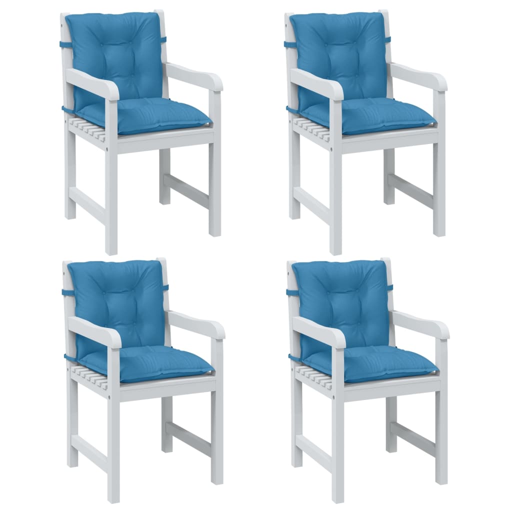 VidaXL coussins de chaise 4 pcs dossier bas 100x50x7 cm tissu mélangé bleu