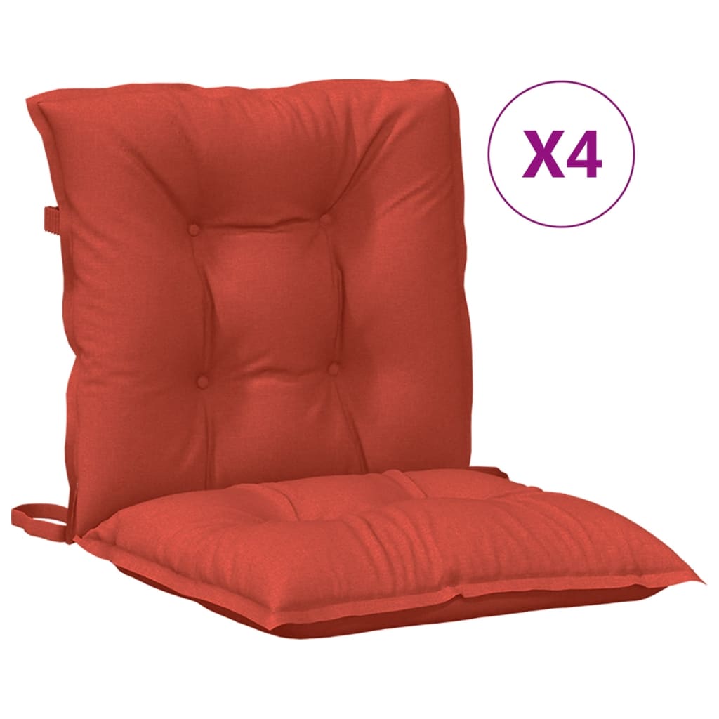 Vidaxx coussins de chaise 4 pcs dossier bas 100x50x7 cm tissu mélangé rouge