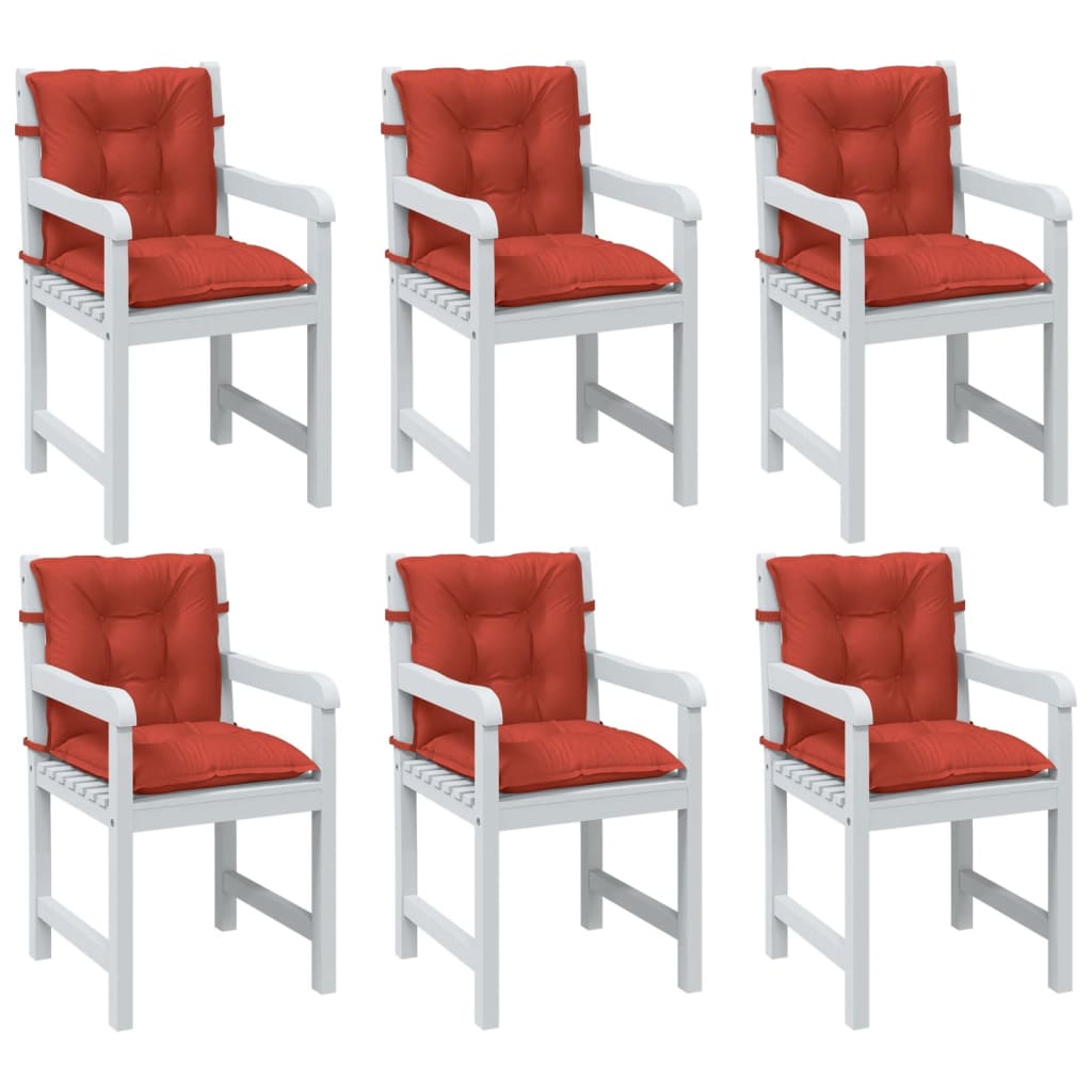 Vidaxx coussins de chaise 6 pcs dossier bas 100x50x7 cm tissu mélangé rouge