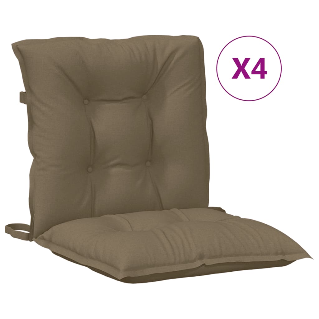 Vidaxx coussins de chaise 4 pcs dossier bas 100x50x7 cm tissu taupe chiné