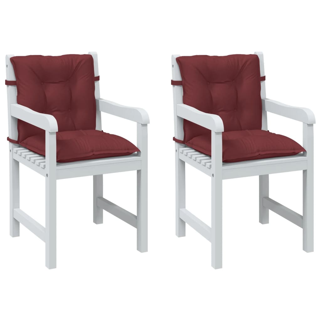 Vidaxx coussins de chaise 2 pcs dossier bas 100x50x7 cm tissu mélangé rouge vin