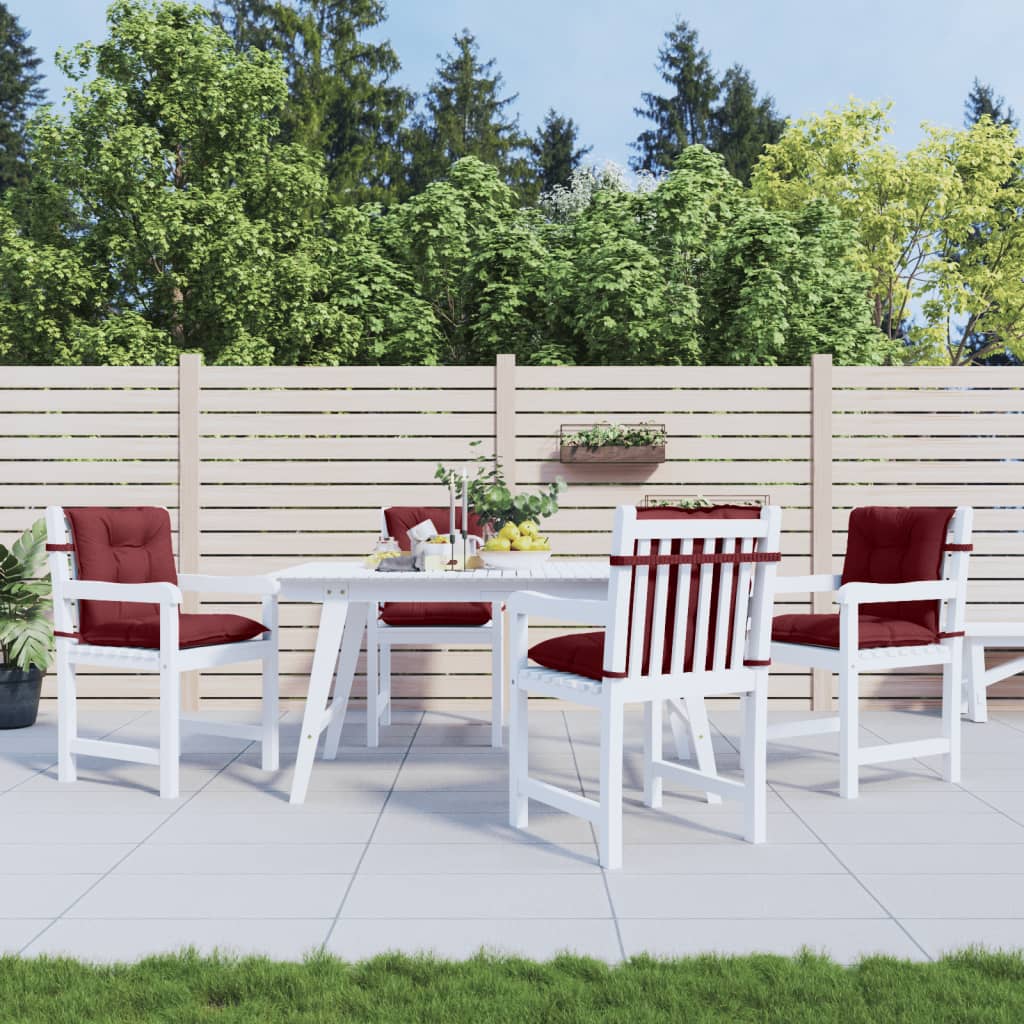 Vidaxx coussins de chaise 4 pcs dossier bas 100x50x7 cm tissu mélangé rouge vin