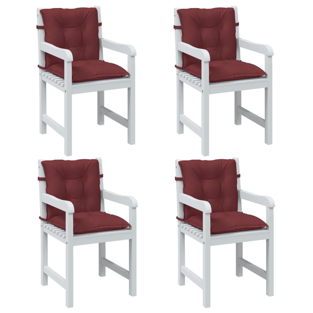 Vidaxx coussins de chaise 4 pcs dossier bas 100x50x7 cm tissu mélangé rouge vin