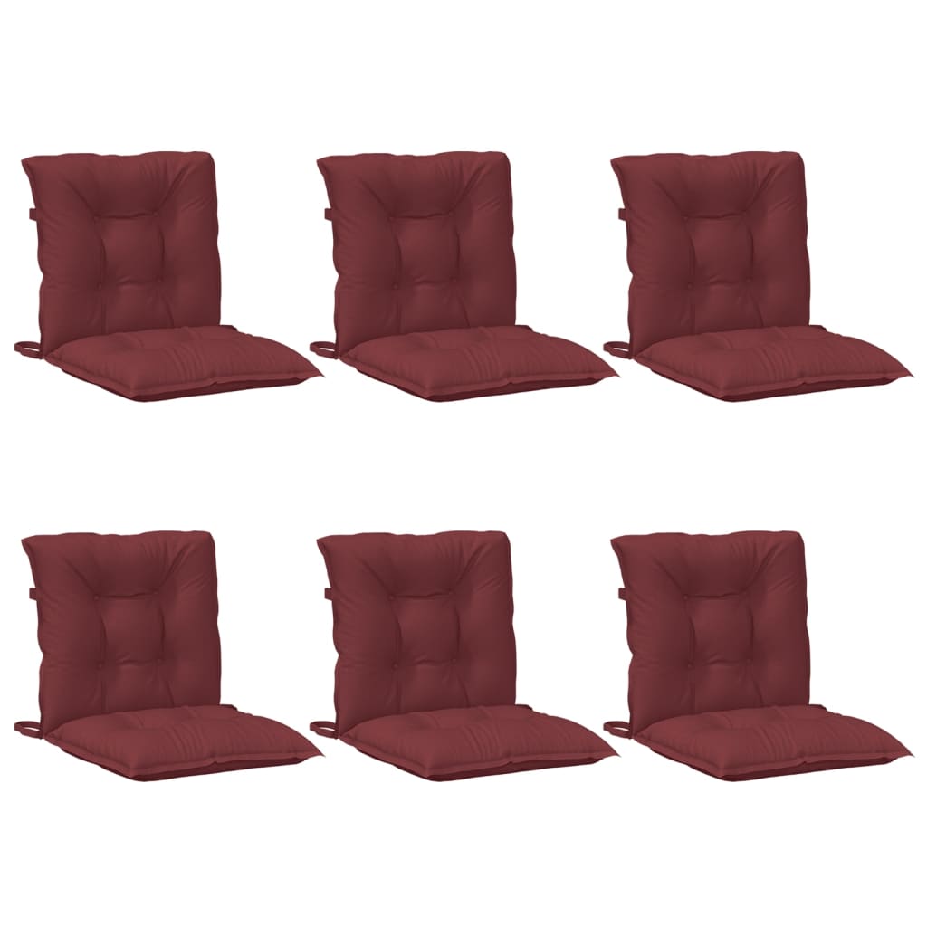 VidaXL Coussins de chaise 6 pcs dossier bas 100x50x7 cm tissu mélangé vin rouge