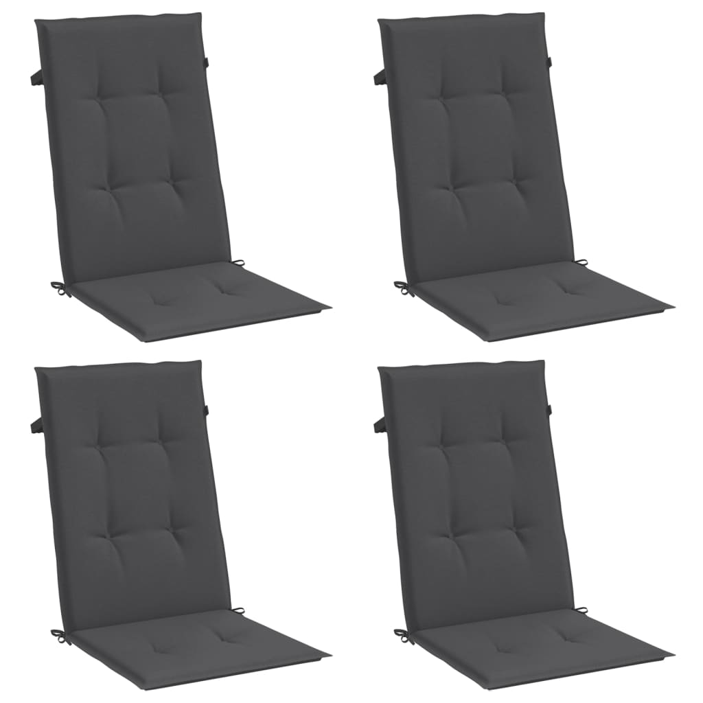 Vidaxx coussins de chaise 4 pcs dossier haut 120x50x4 cm tissu mélangé anthracite