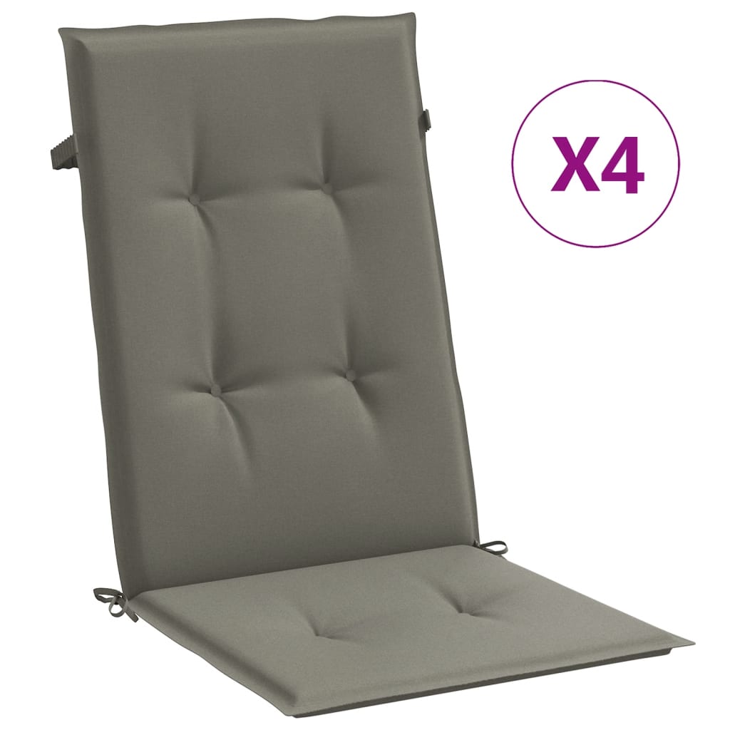 Vidaxx coussins de chaise 4 pcs dossier haut 120x50x4 cm tissu gris foncé