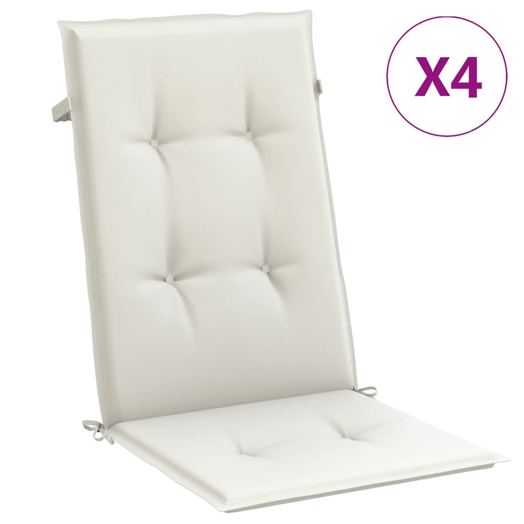 Vidaxx coussins de chaise 4 pcs dossier haut 120x50x4 cm tissu mélangé crème