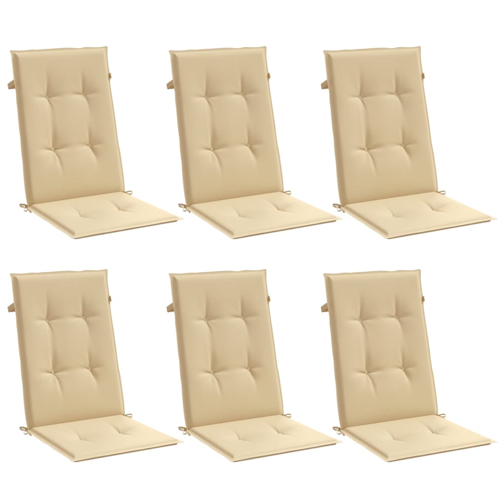 Vidaxx coussins de chaise 6 pcs dossier haut 120x50x4 cm tissu mélangé beige