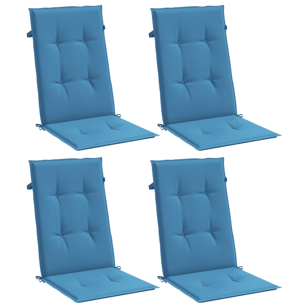 Vidaxx coussins de chaise 4 pcs dossier haut 120x50x4 cm tissu mélangé bleu
