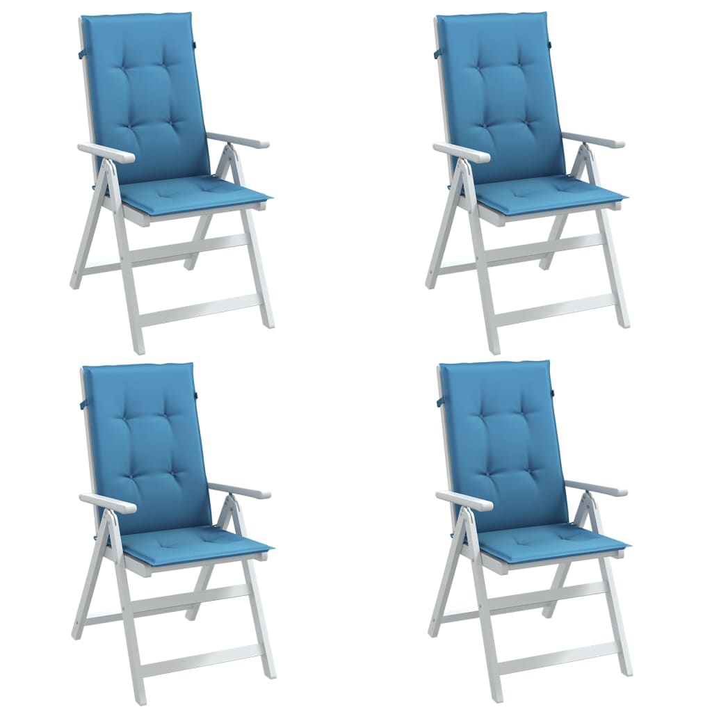 Vidaxx coussins de chaise 4 pcs dossier haut 120x50x4 cm tissu mélangé bleu