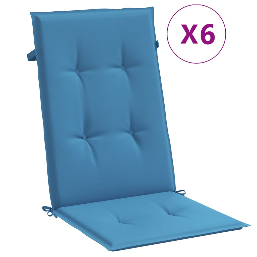 Vidaxx coussins de chaise 6 pcs dossier haut 120x50x4 cm tissu mélangé bleu