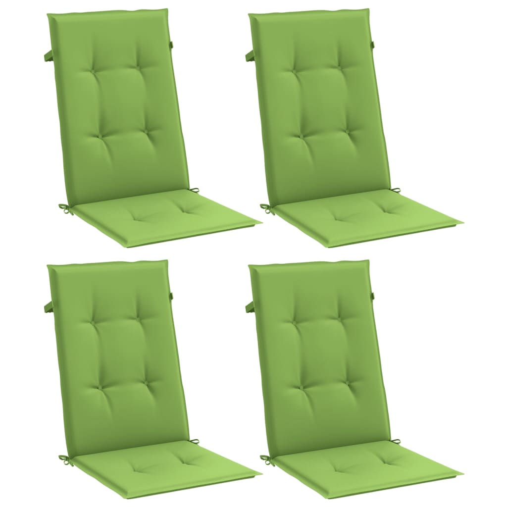 VidaXL coussins de chaise 4 pcs dossier haut 120x50x4 cm tissu vert mélangé