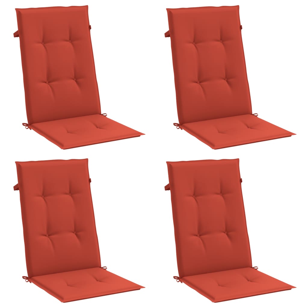 Vidaxx coussins de chaise 4 pcs dossier haut 120x50x4 cm tissu mélangé rouge