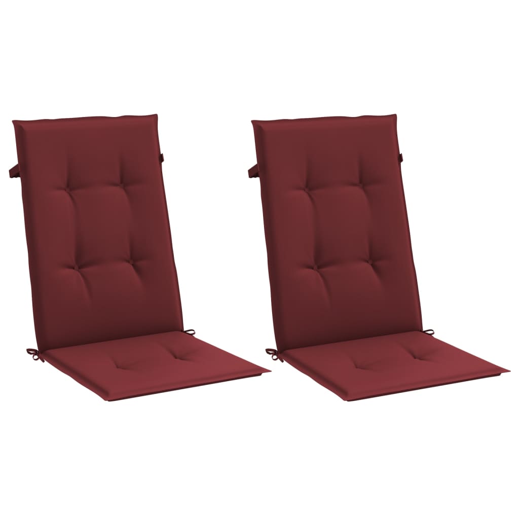 Vidaxx coussins de chaise 2 pcs dossier haut 120x50x4 cm tissu mélangé vin rouge