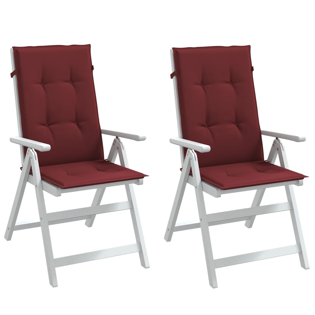Vidaxx coussins de chaise 2 pcs dossier haut 120x50x4 cm tissu mélangé vin rouge