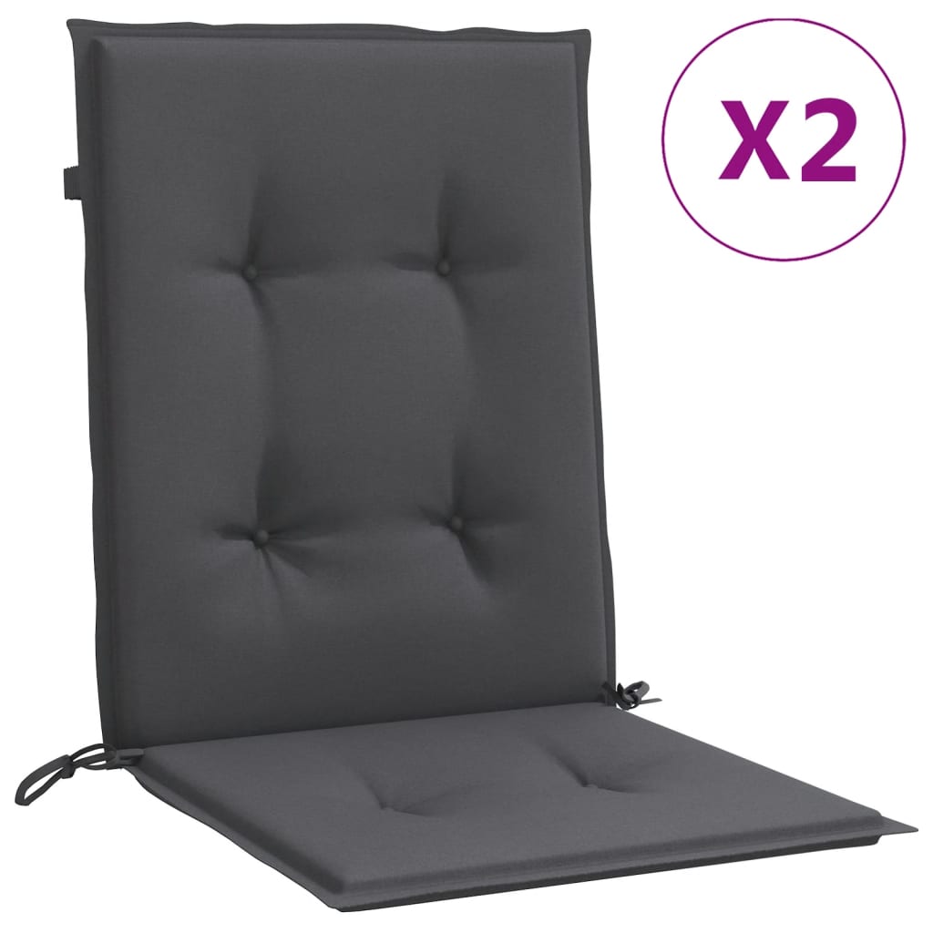 Vidaxx coussins de chaise 2 pcs dossier bas 100x50x4 cm tissu mélangé anthracite