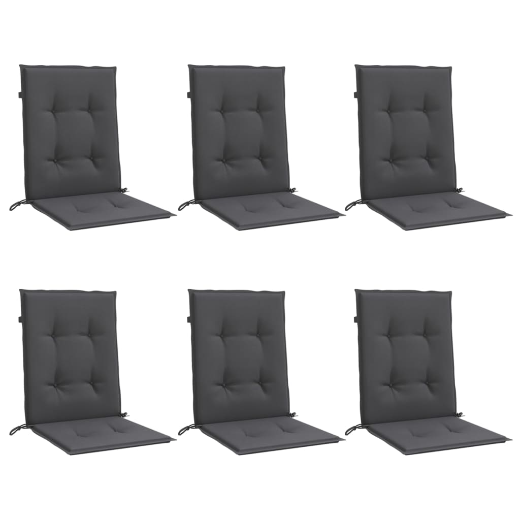 Vidaxx coussins de chaise 6 pcs dossier bas 100x50x4 cm tissu mélangé anthracite