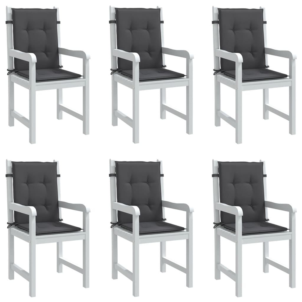 Vidaxx coussins de chaise 6 pcs dossier bas 100x50x4 cm tissu mélangé anthracite