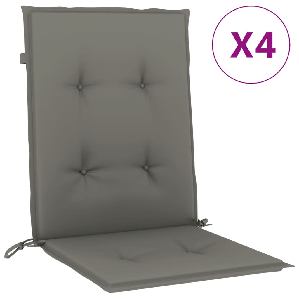 Vidaxx coussins de chaise 4 pcs dossier bas 100x50x4 cm tissu gris foncé