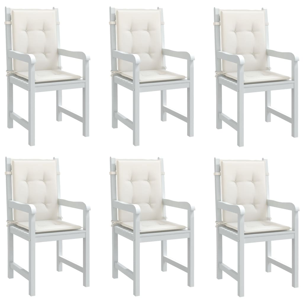 VidaXL coussins de chaise 6 pcs dossier bas 100x50x4 cm tissu mélangé crème