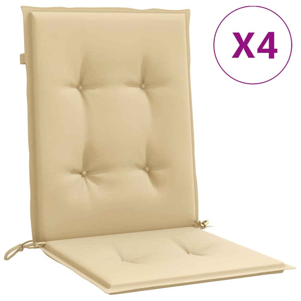 Vidaxx coussins de chaise 4 pcs dossier bas 100x50x4 cm tissu mélangé beige